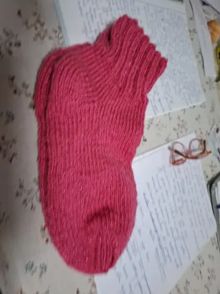 Calcetines lana rosas talla 36