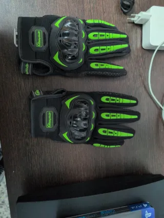 Guantes Moto XL Negros y Verdes
