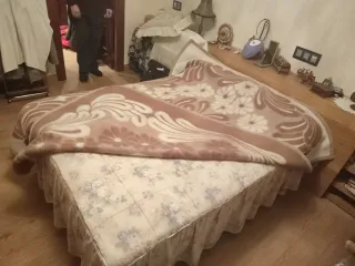 Manta de Lana Marrón y Blanca