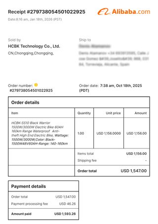 E-Bike Black Warrior 48V60AH-Range: 140-160km