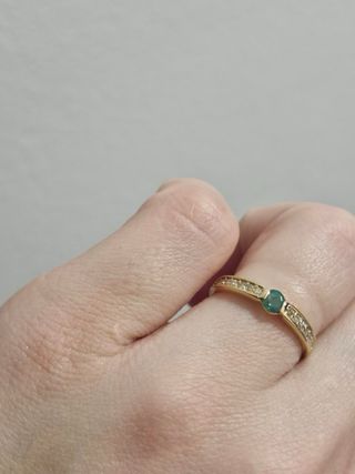 Anillo Oro Diamantes Esmeralda