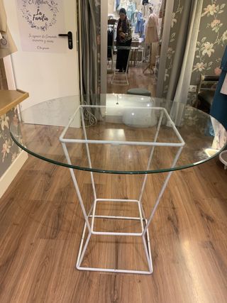Mesa redonda cristal y metal desmontable