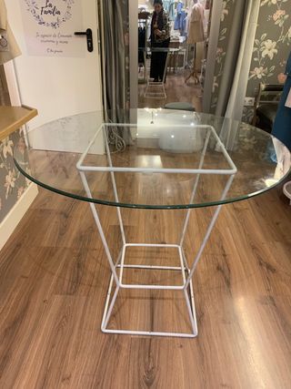 Mesa redonda cristal y metal desmontable