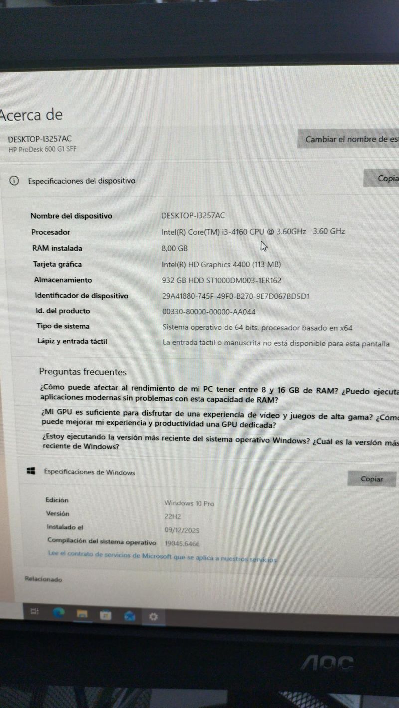 Ordenador HP DESKTOP- I3 afbeelding 3