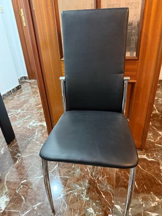 6 Sillas Polipiel Negra