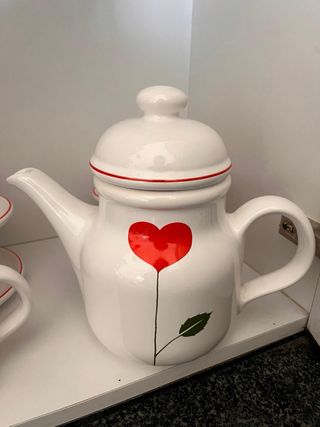 Juego de café porcelana corazones