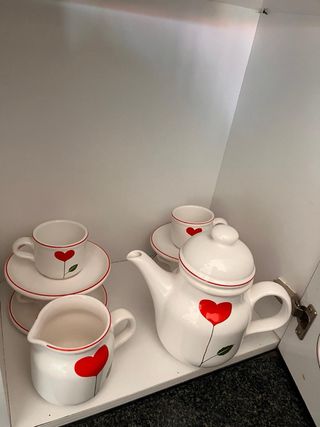 Juego de café porcelana corazones