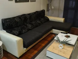 Sofá modular tela y piel