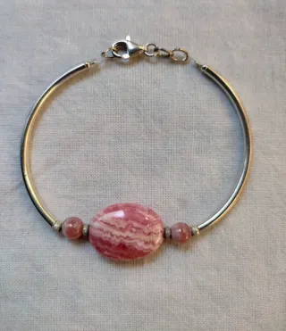 CONJUNTO RODOCROSITA: PULSERA Y PENDIENTES