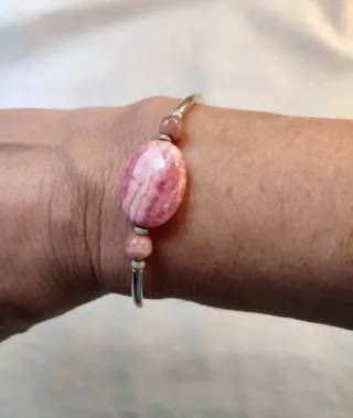 CONJUNTO RODOCROSITA: PULSERA Y PENDIENTES