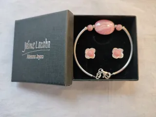 CONJUNTO RODOCROSITA: PULSERA Y PENDIENTES