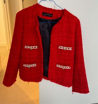 Chaqueta Zara Roja Tweed