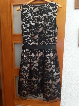 Vestido fiesta gasa y raso T44
