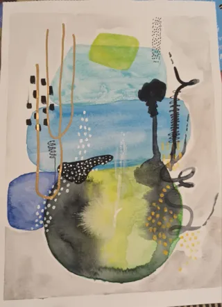 Lámina acuarela abstracta original