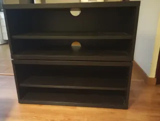 2 Muebles TV Madera Negro 40x90x40