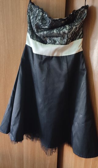 Vestido de fiesta negro encaje y blanco Easy Wear