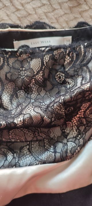 Vestido de fiesta negro encaje y blanco Easy Wear