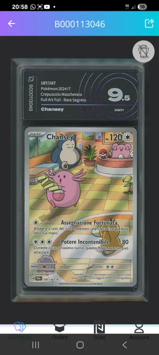 Chansey h twm 187/167 Carta Pokémon igrading 9.5