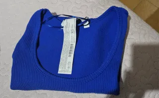 Camiseta manga larga azul crop top