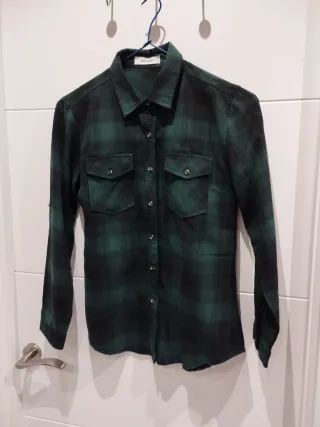 Camisa cuadros negra y verde