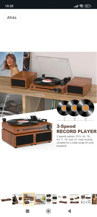 Tocadiscos Undreamer con 2 altavoces