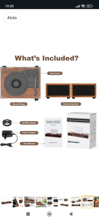 Tocadiscos Undreamer con 2 altavoces