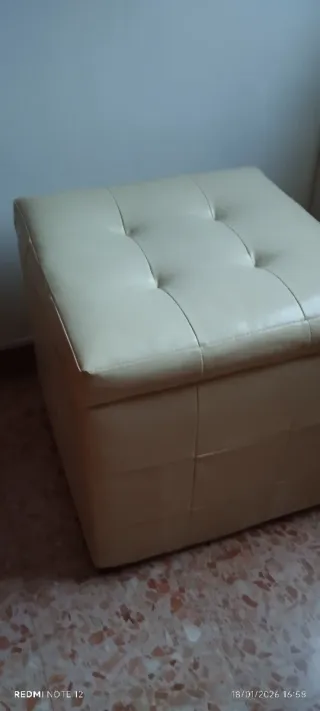 Set 3 Pouf Ecopelle 2 panna e 1 Nero