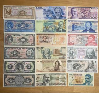 18 Billetes Antiguos de México Sin Circular