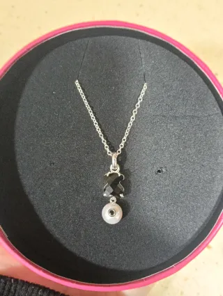 Colgante Tous Plata Oso Negro y Perla