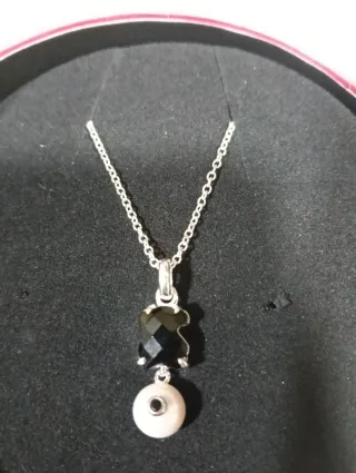 Colgante Tous Plata Oso Negro y Perla