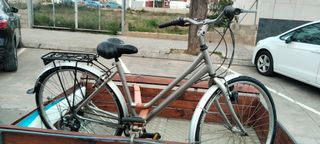 Bicicleta de paseo plateada