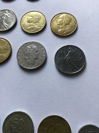 Lote 50 monedas antiguas y extranjeras