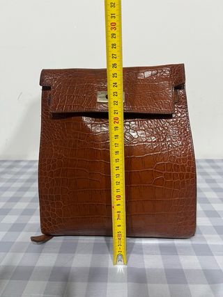 Zaino vintage in cuoio effetto coccodrillo