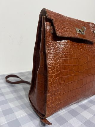 Zaino vintage in cuoio effetto coccodrillo