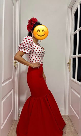 Vestido Flamenca Rojo Lunares