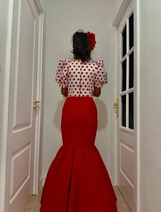 Vestido Flamenca Rojo Lunares