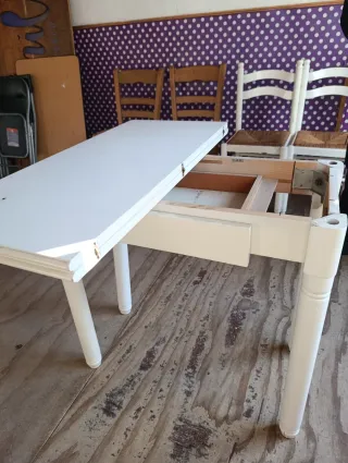 Set de mesa y sillas de mimbre blancas (3 unidades