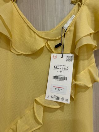 Vestido Zara volantes amarillo talla M