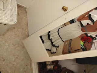 Traje de flamenca blanco y negro talla 44.