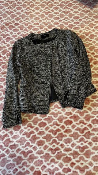 Chaqueta efecto tweed gris y negro
