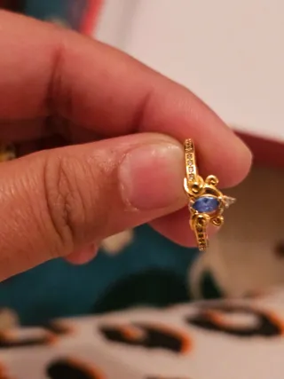 Anillo Tiara Azul Dorado