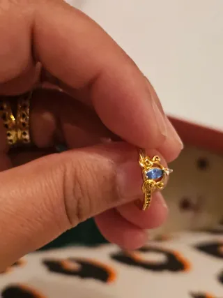 Anillo Tiara Azul Dorado