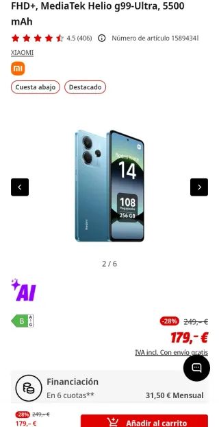 Xiaomi Redmi Note 14 Azul Océano