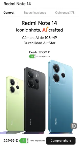 Xiaomi Redmi Note 14 Azul Océano