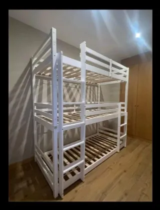 Litera 3 camas madera blanca