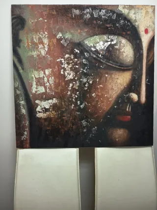 Cuadro Buda Marrón y Plateado