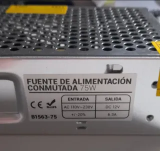 Fuente Alimentación 75W 12V + Tira LED UV