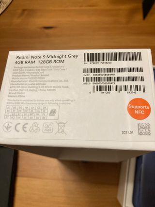 Xiaomi Redmi Note 9 128GB Negro con funda nueva