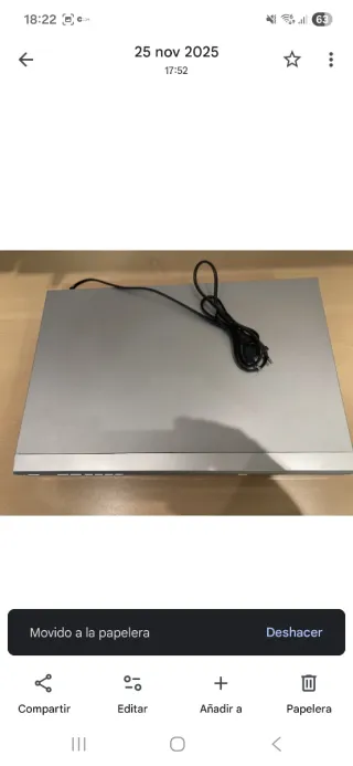 Reproductor DVD Plata