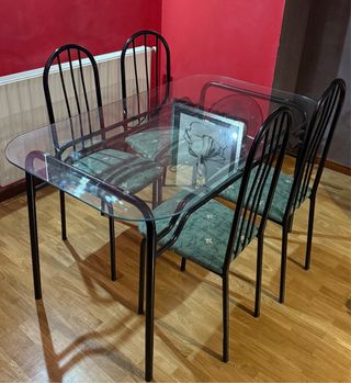 Mesa comedor cristal y metal 4/6 plazas